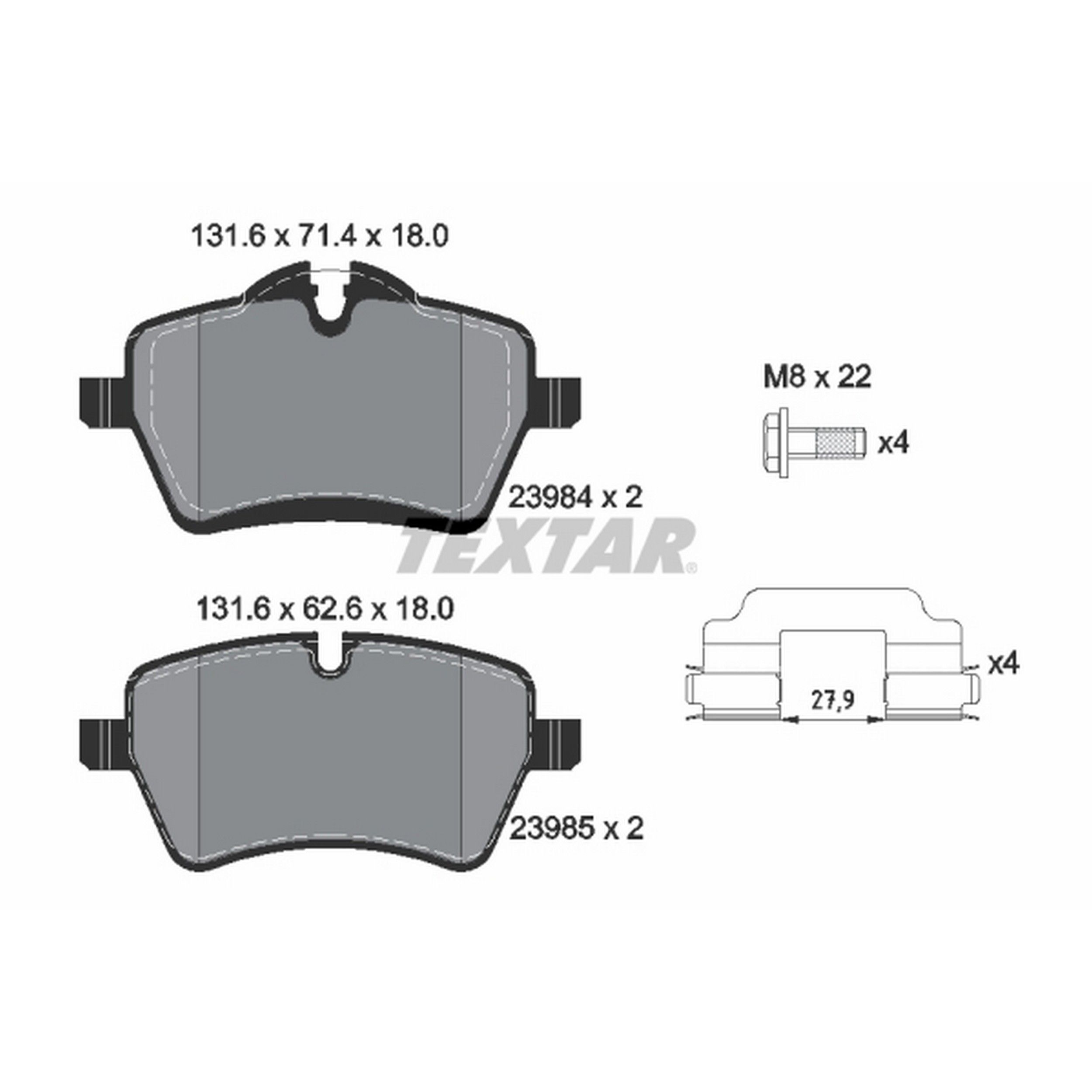 2015, 2014, 2013, 2012, 2011, 2010, 2009, 2008, 2007, 2006, 2005, 2004, 2003, 2002 Mini Cooper Disc Brake Pad Set