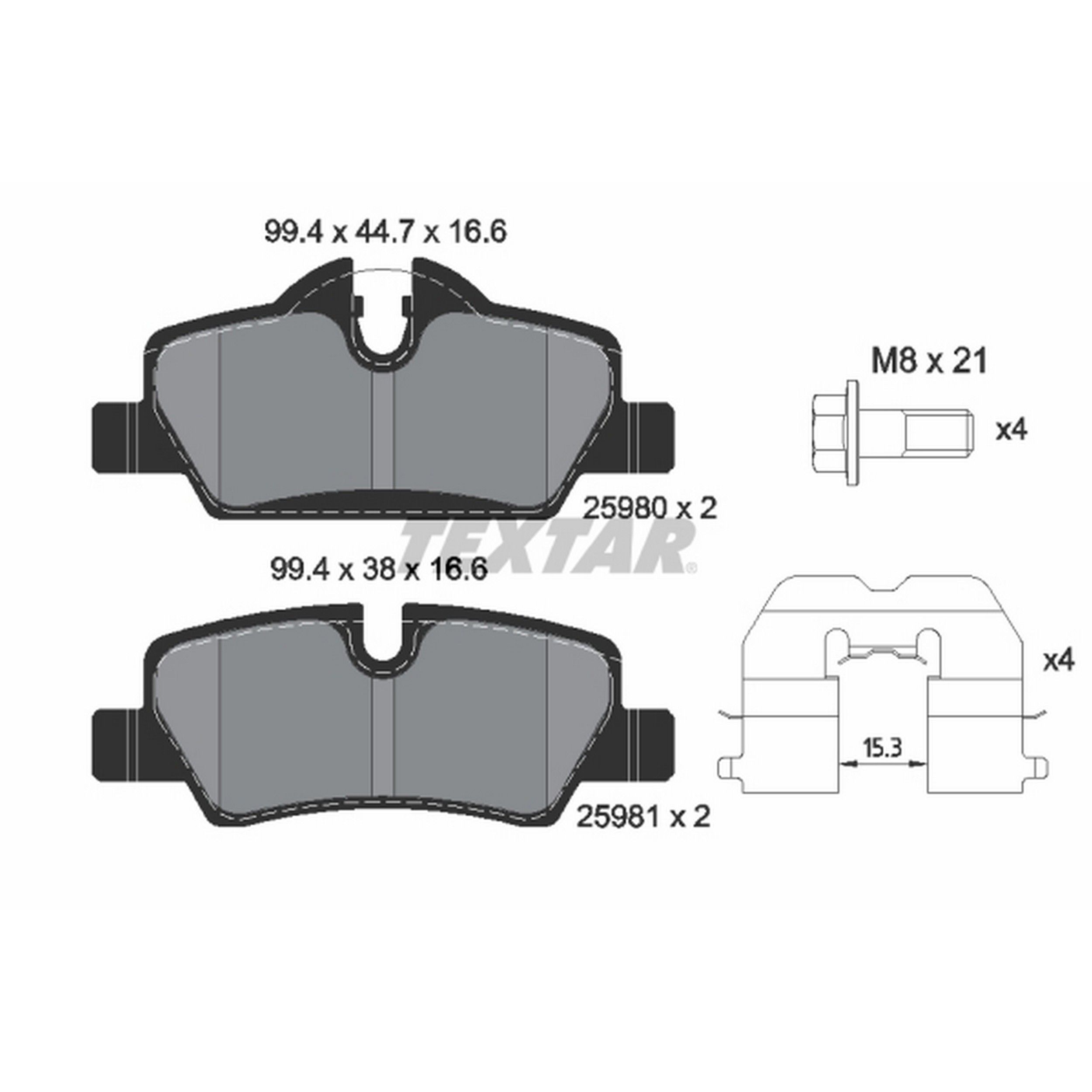 2023, 2022, 2021, 2020, 2019, 2018, 2017, 2016, 2015, 2014 Mini Cooper Disc Brake Pad Set