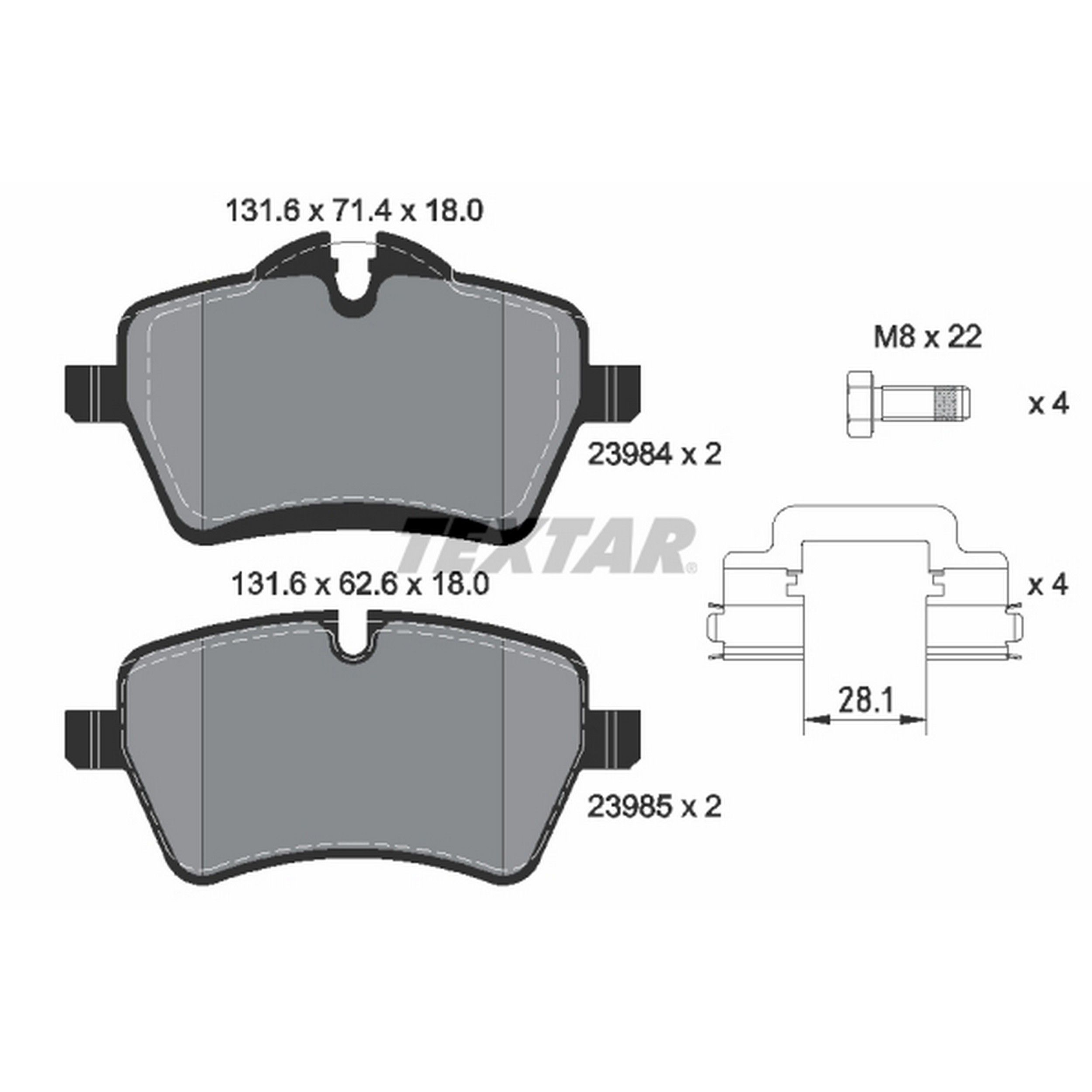 2015, 2014, 2013, 2012, 2011, 2010, 2009, 2008, 2007, 2006, 2005, 2004, 2003, 2002 Mini Cooper Disc Brake Pad Set
