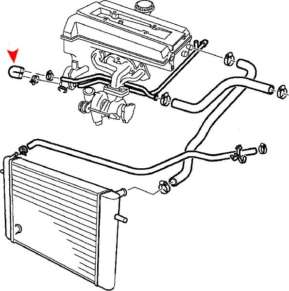 1999-2003 Saab 9-3 Engine Coolant Bypass Hose (URO Parts)