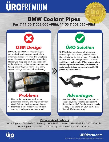 2004-2006 BMW X3 Engine Coolant Pipe (URO Parts)