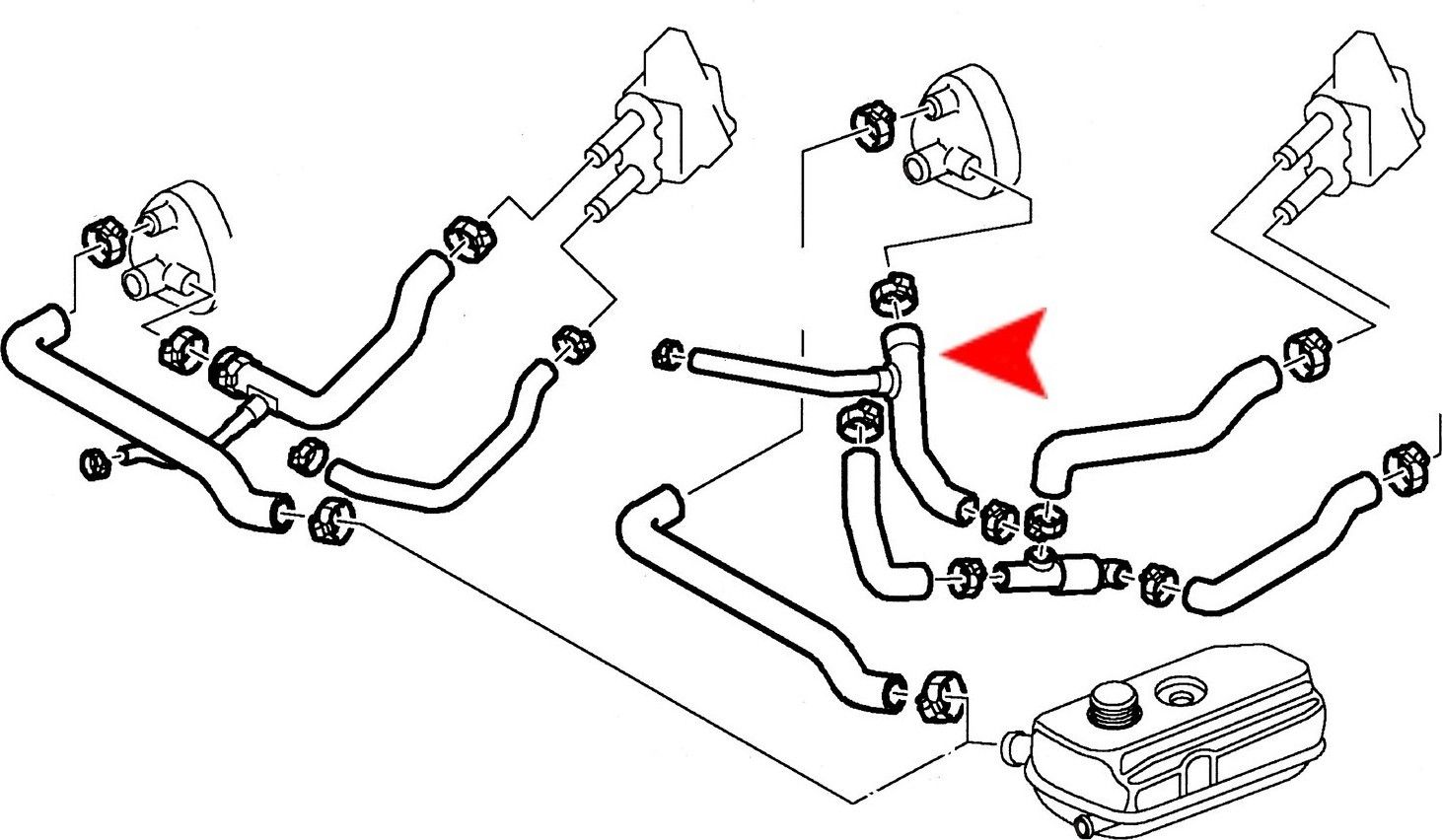 1994, 1993, 1992, 1991 Saab 900 Engine Coolant Bypass Hose