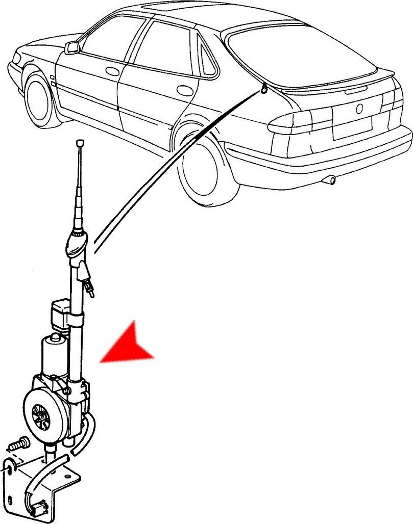 2003, 2002, 2001, 2000, 1999 Saab 9-3 Antenna Mast