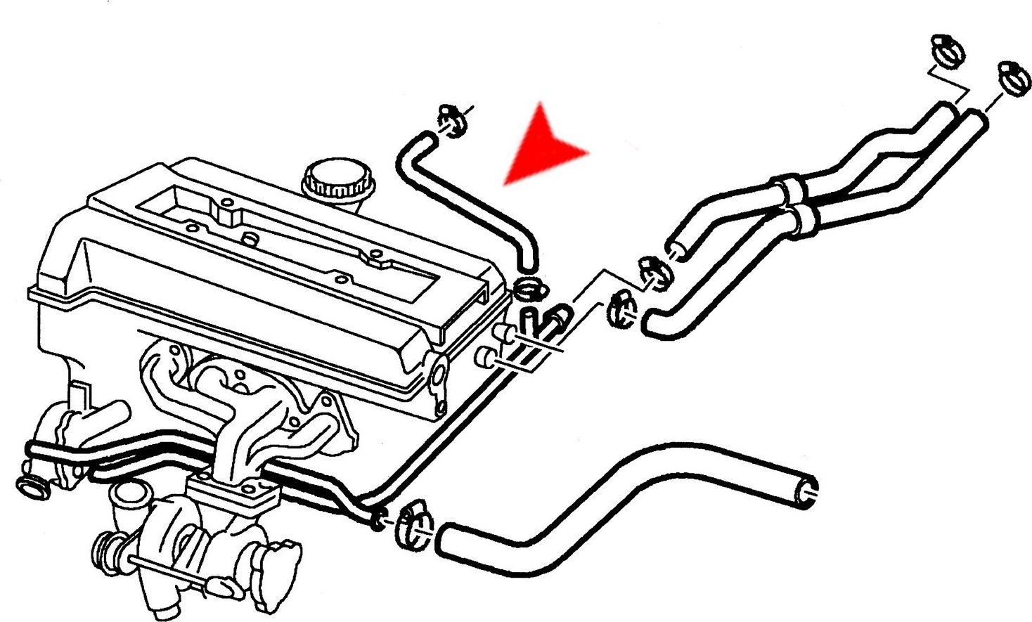 1998, 1997, 1996, 1995, 1994 Saab 900 Radiator Coolant Hose