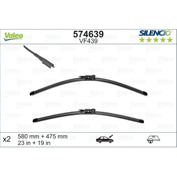 2009-2015 Jaguar XF Wiper Blade Set - Front (Valeo)