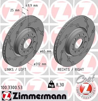 2004-2020 Audi A3 Disc Brake Rotor - Front (Zimmermann)