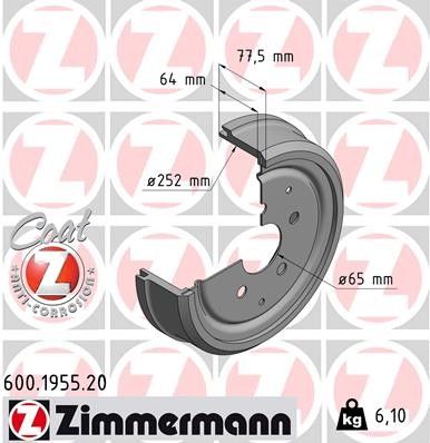 1974-1979 Volkswagen Transporter Brake Drum - Rear (Zimmermann)