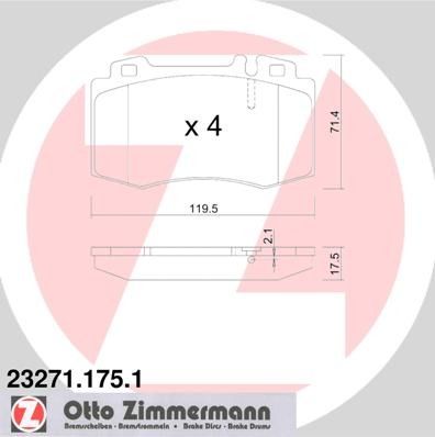 2001-2006 Mercedes-Benz S600 Disc Brake Pad Set - Front (Zimmermann)