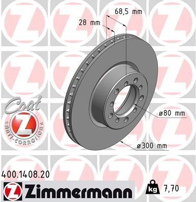 1988-1991 Mercedes-Benz 300SE Disc Brake Rotor - Front (Zimmermann)