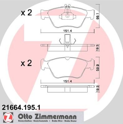 1994-2000 Mercedes-Benz C280 Disc Brake Pad Set - Front (Zimmermann)