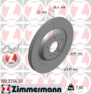 2010-2014 Audi A4 Disc Brake Rotor - Rear (Zimmermann)
