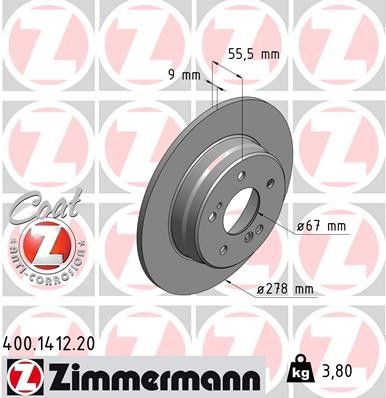 1994-2000 Mercedes-Benz C280 Disc Brake Rotor - Rear (Zimmermann)