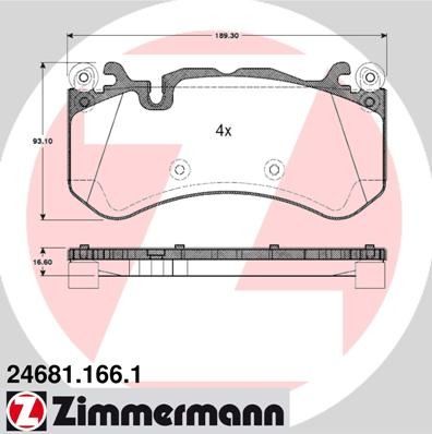 2007-2013 Mercedes-Benz S600 Disc Brake Pad Set - Front (Zimmermann)
