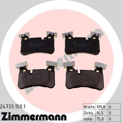 2012-2014 Mercedes-Benz CLS63 AMG Disc Brake Pad Set - Rear (Zimmermann)