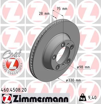 2018-2020 Porsche Panamera Disc Brake Rotor - Rear Left (Zimmermann)