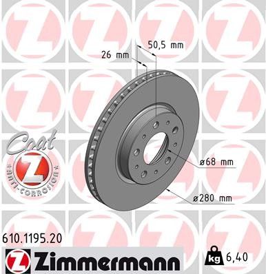 1998-2000 Volvo V70 Disc Brake Rotor - Front (Zimmermann)