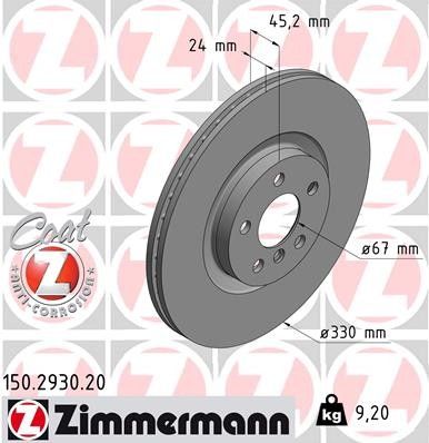2017-2020 Mini Cooper Countryman Disc Brake Rotor - Front (Zimmermann)