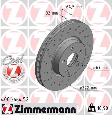 2012-2015 Mercedes-Benz C350 Disc Brake Rotor - Front (Zimmermann)