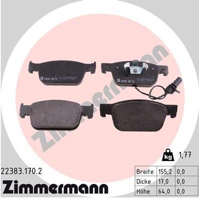 2017-2018 Audi A4 Disc Brake Pad Set - Front (Zimmermann)