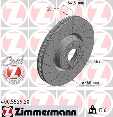 2013-2019 Mercedes-Benz SL500 Disc Brake Rotor - Front (Zimmermann)