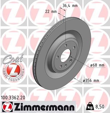 2018 Audi S6 Disc Brake Rotor - Rear (Zimmermann)
