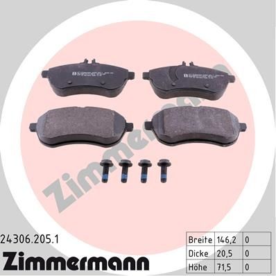 2008-2012 Mercedes-Benz C300 Disc Brake Pad Set - Front (Zimmermann)