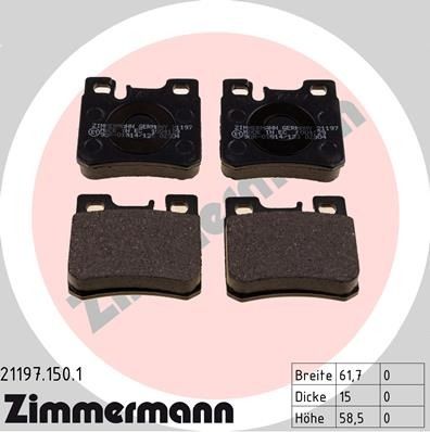 1994-2000 Mercedes-Benz C280 Disc Brake Pad Set - Rear (Zimmermann)