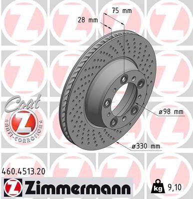 2018-2021 Porsche 911 Disc Brake Rotor - Rear Right (Zimmermann)