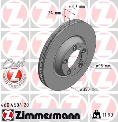 2017-2018 Porsche Panamera Disc Brake Rotor - Front Left (Zimmermann)
