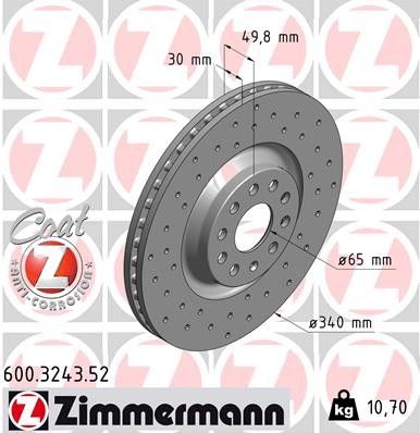 2013-2020 Audi A3 Disc Brake Rotor - Front (Zimmermann)