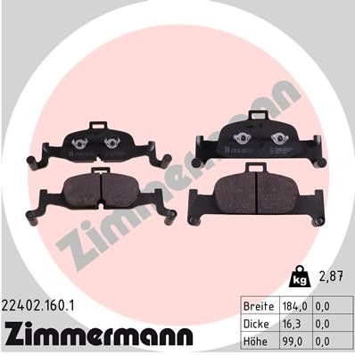 2017-2018 Audi A4 Disc Brake Pad Set - Front (Zimmermann)