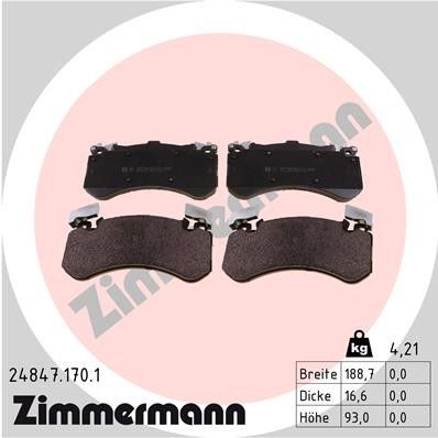 2012-2018 Audi A6 Disc Brake Pad Set - Front (Zimmermann)