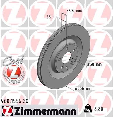 2015-2018 Porsche Macan Disc Brake Rotor - Rear (Zimmermann)