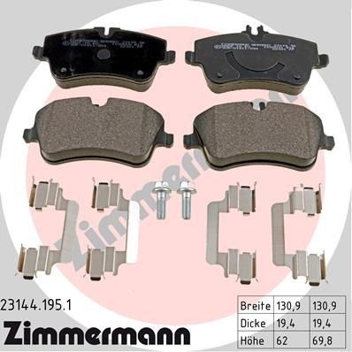 2006-2009 Mercedes-Benz C280 Disc Brake Pad Set - Front (Zimmermann)