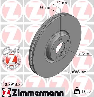 2008-2016 BMW X6 Disc Brake Rotor - Front Right (Zimmermann)