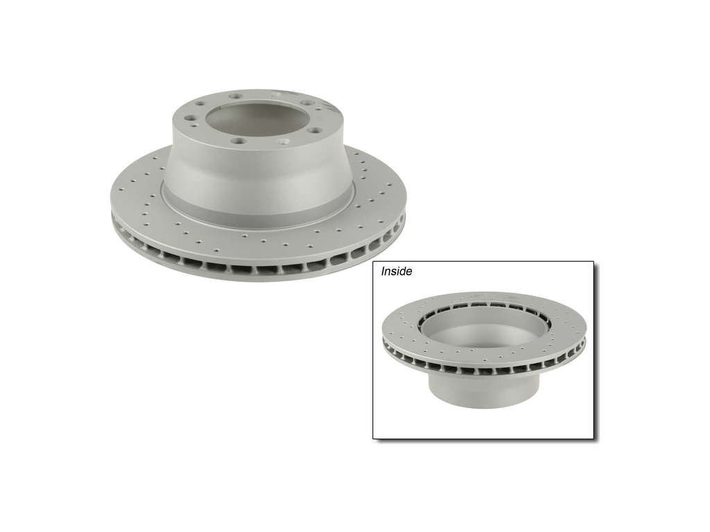 1989-1994 Porsche 911 Disc Brake Rotor - Rear or Rear Left or Rear Right (Zimmermann Coated X-Drilled)