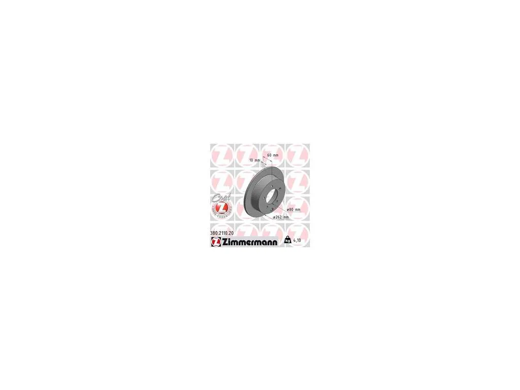 2014-2017 Mitsubishi Lancer Disc Brake Rotor - Rear (Zimmermann Coated)